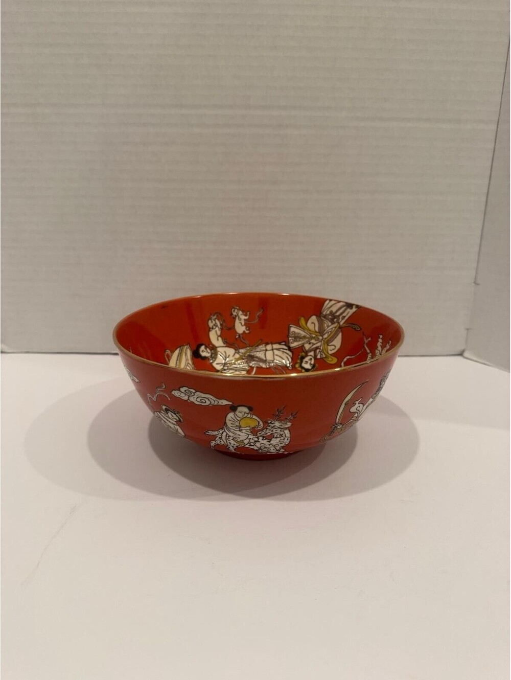 Vintage Mid‑Century Chinese “Taipan on Coral” Porcelain Bowl